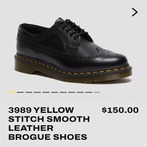 3989 YELLOW STITCH SMOOTH LEATHER BROGUE SHOES ** DR MARTENS WINGTIPS **